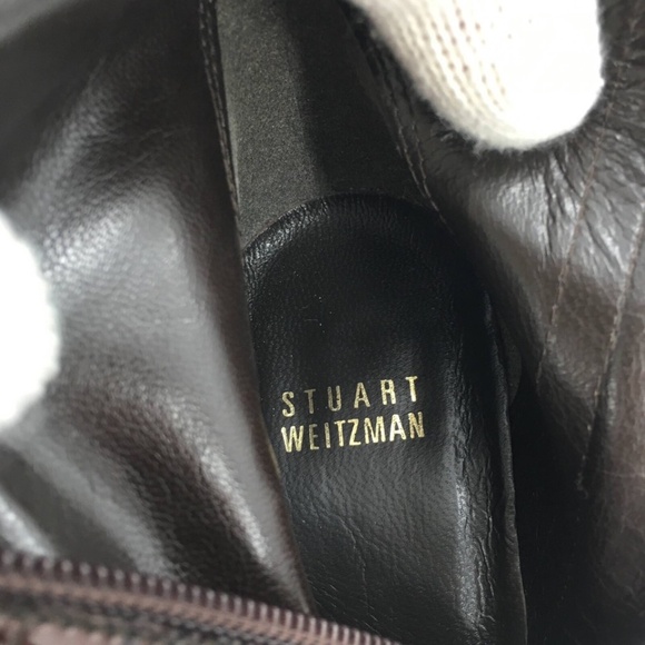 Stuart Weitzman Ankle Boot Brown Croc Embossed Pointed Toe Patent Leather Sz 7.5 - Picture 11 of 15